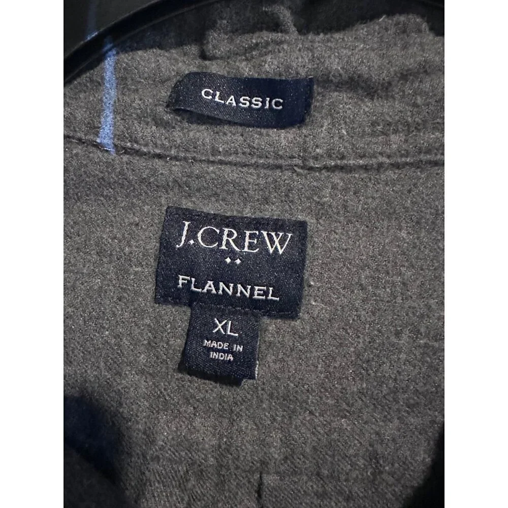 J.Crew Men’s XL Flannel Shirt Gray Long Sleeve Button Down Casual Workwear